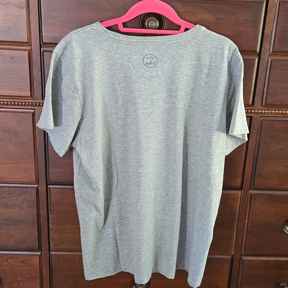 Women's Life is Good Tshirt Size XXL Grey. US Flag - Picture 3 of 9